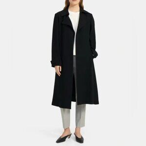 Theory | Classic Black Belted Trench Coat | Size Small | New without Tags